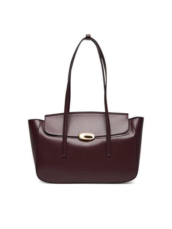 Calvin Klein Torebka Hardware Flap Tote Bag LV04F3145G Bordowy