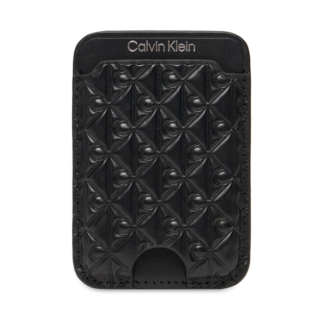 Etui na karty kredytowe Calvin Klein Aop Leather Magnetic Card Case LV04F1100G Czarny