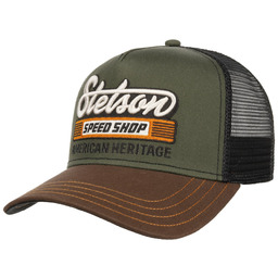 Czapka Trucker Speed Shop by Stetson, oliwkowo-czarny, One Size