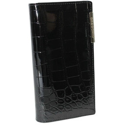 Portfel Damski Skórzany GREGORIO Lakierowany Długi Z Suwakiem Na Zewnątrz BC-124 CZARNY 19,5 x 10 x 3,5 [cm]