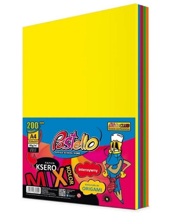 Alfa Pastello Papier ksero A4 80g 5 kolorów 200 arkuszy - artykuł papierniczy