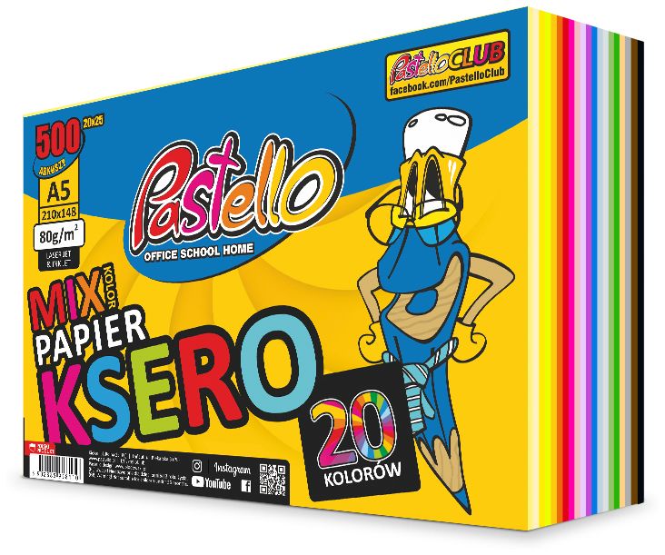 Papier ksero A5 20 kolorów 500 arkuszy - artykuł papierniczy