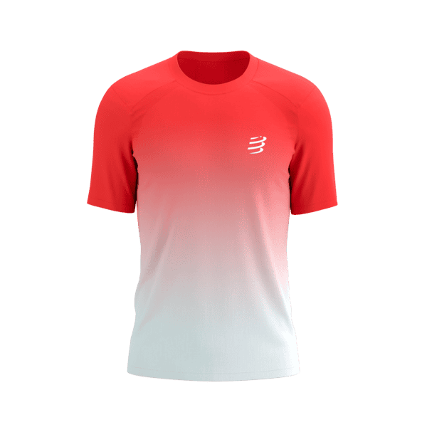 COMPRESSPORT Koszulka biegowa PERFORMANCE SS T-SHIRT fluo red/white