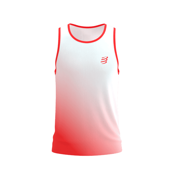 COMPRESSPORT Koszulka biegowa PERFORMANCE SINGLET fluo red/white