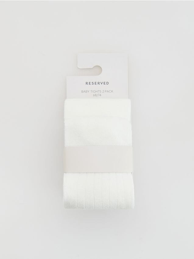 Reserved - Bawełniane rajstopy 2 pack - złamana biel