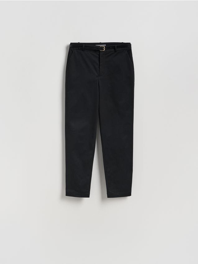Reserved - Spodnie cygaretki z paskiem - czarny