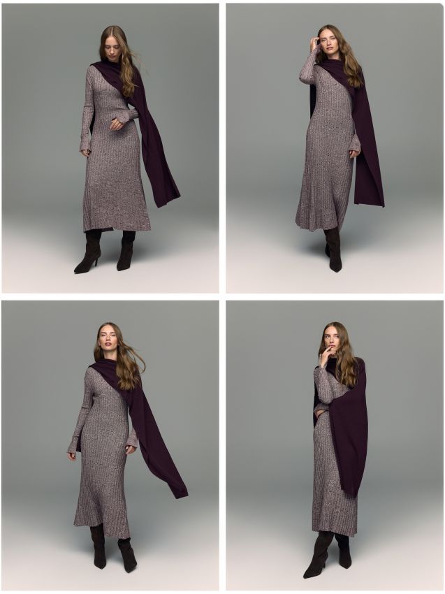 Reserved - Wełniany szalik z domieszką kaszmiru - mahoniowy