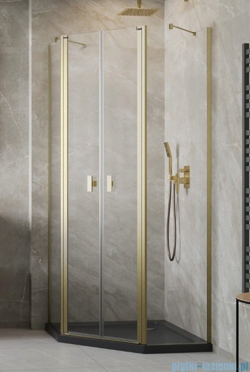 Radaway Nes Brushed Gold Ptd kabina pięciokątna 90x100cm szczotkowane złoto 10051000-99-01/10051500-99-01