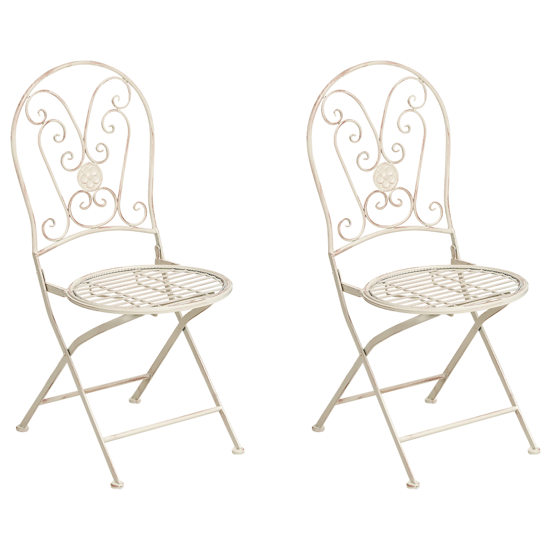 BELIANI Zestaw 2 krzeseł ogrodowych COGGIA Składane Metal Jasnobeżowy
