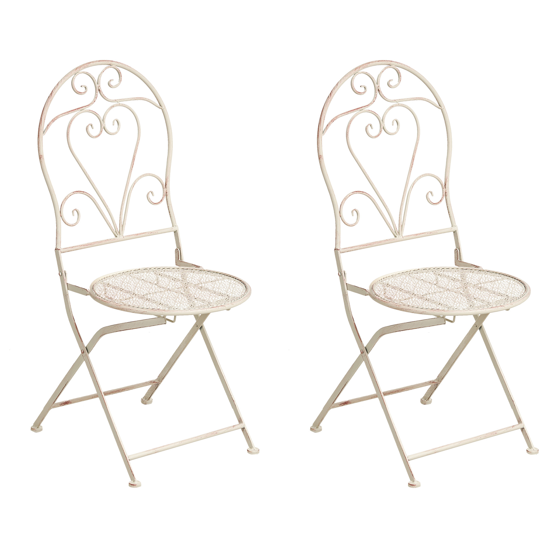BELIANI Zestaw 2 krzeseł ogrodowych FOLELLI Składane Metal Jasnobeżowy