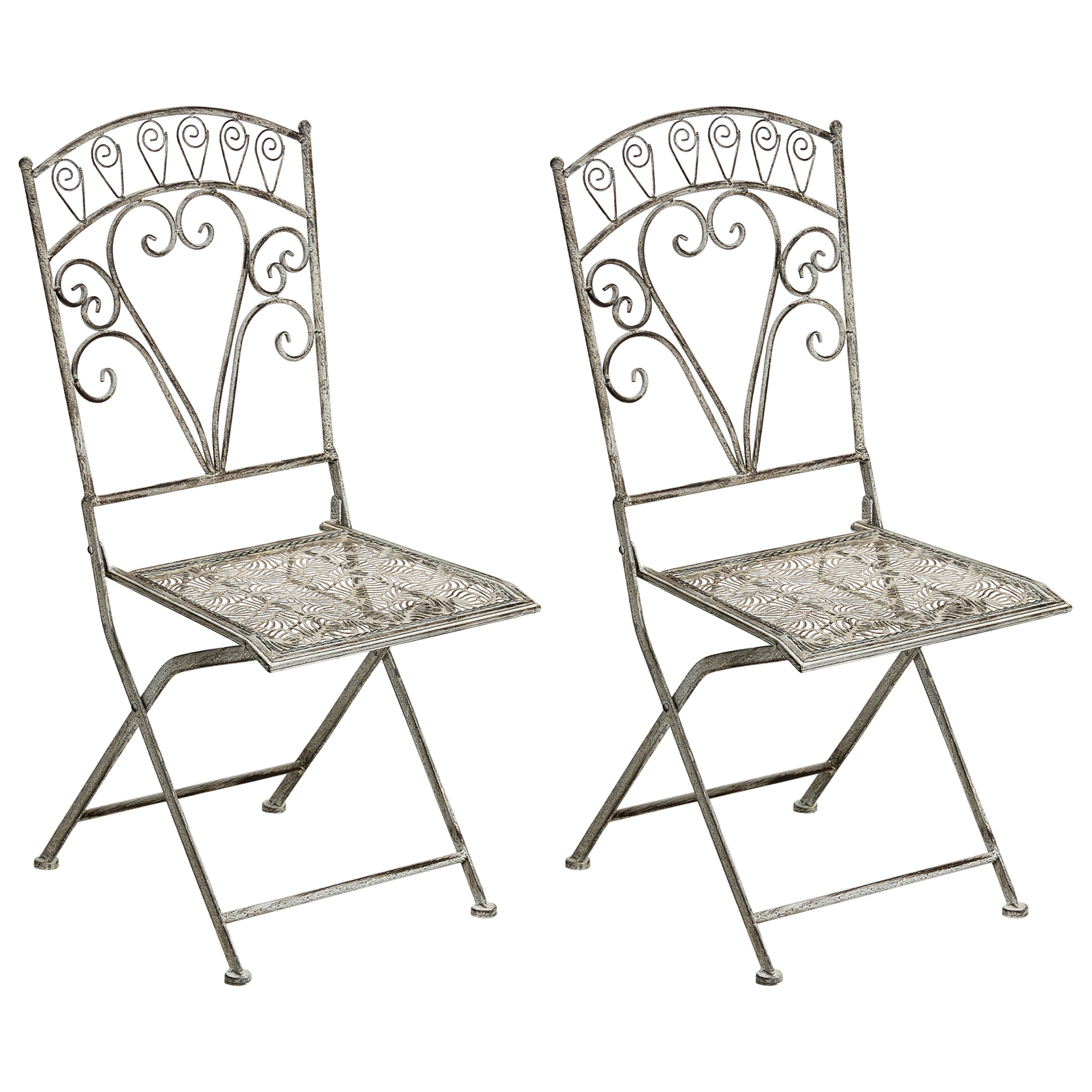 BELIANI Zestaw 2 krzeseł ogrodowych NURRA Składane Metal Szary