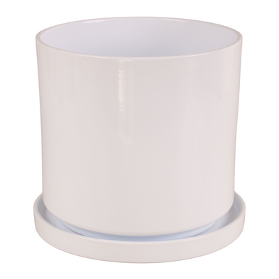 Doniczka cylinder 974 17 cm + podstawka biały