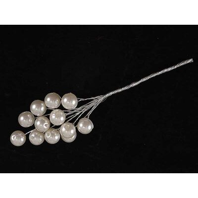 Gałązka ozdobna 15 cm perłowo-srebrny