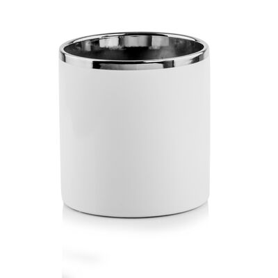 Wazon walec 20 cm biało-srebrny