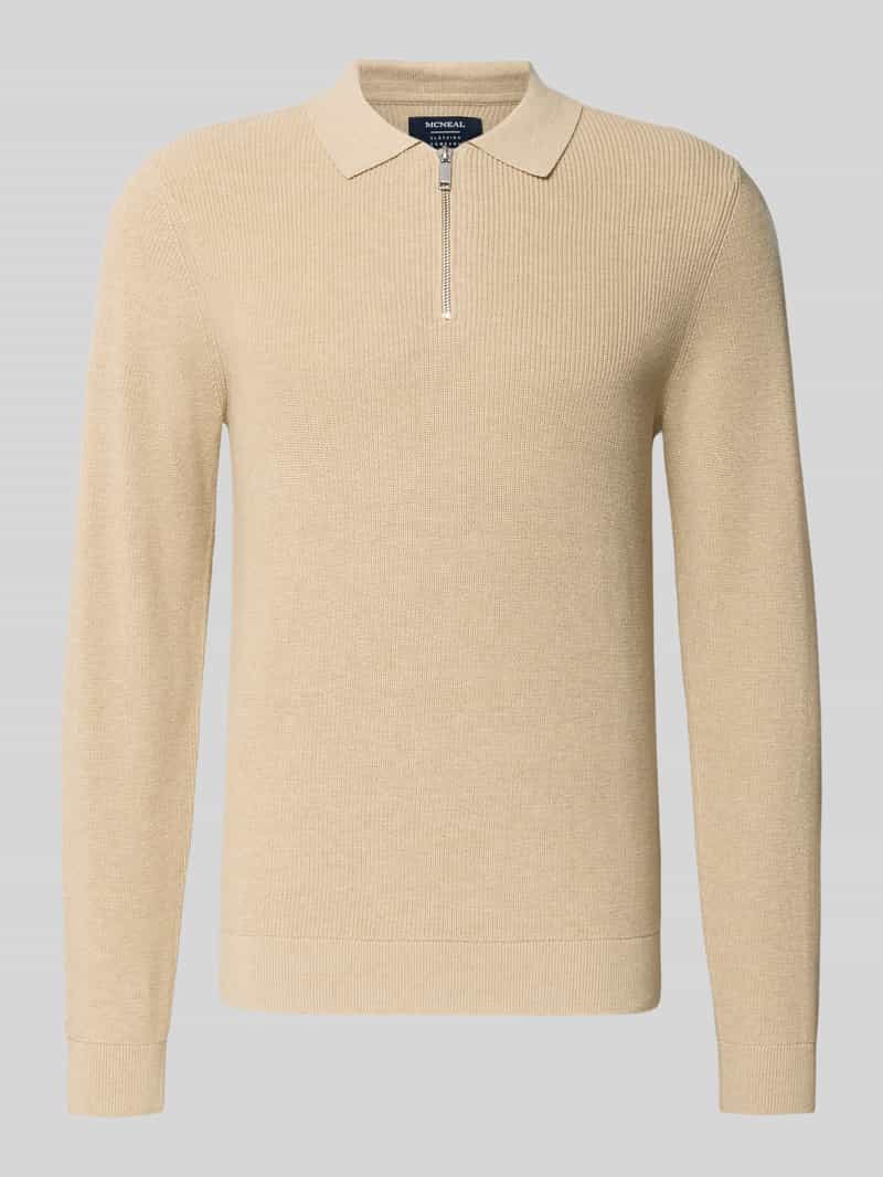 Sweter z dzianiny z kołnierzem z połami