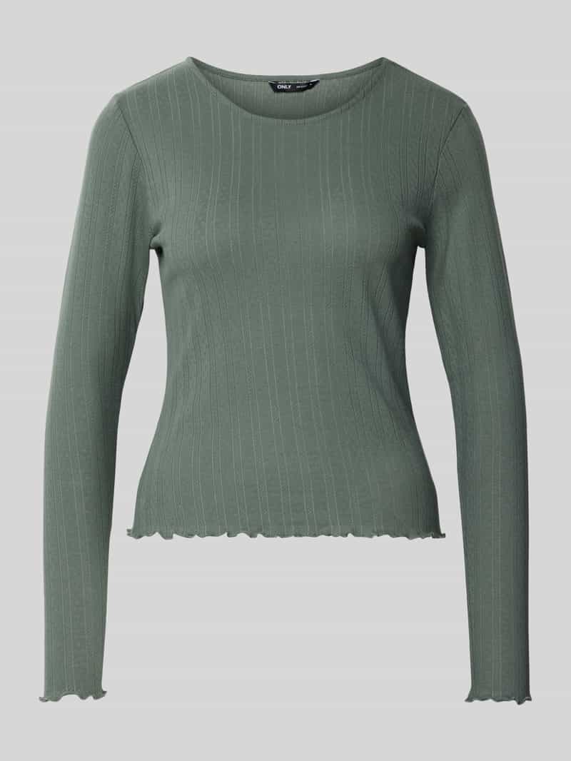 Bluzka z długim rękawem o kroju slim fit z czystej bawełny model ‘CARLOTTA’