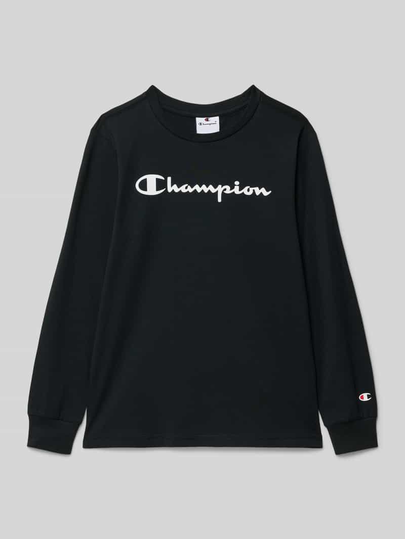 Bluzka z długim rękawem o kroju regular fit z nadrukiem z logo