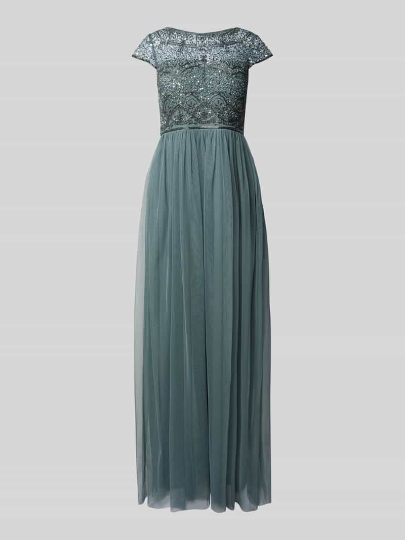 Sukienka wieczorowa o kroju regular fit z haftem z perełek