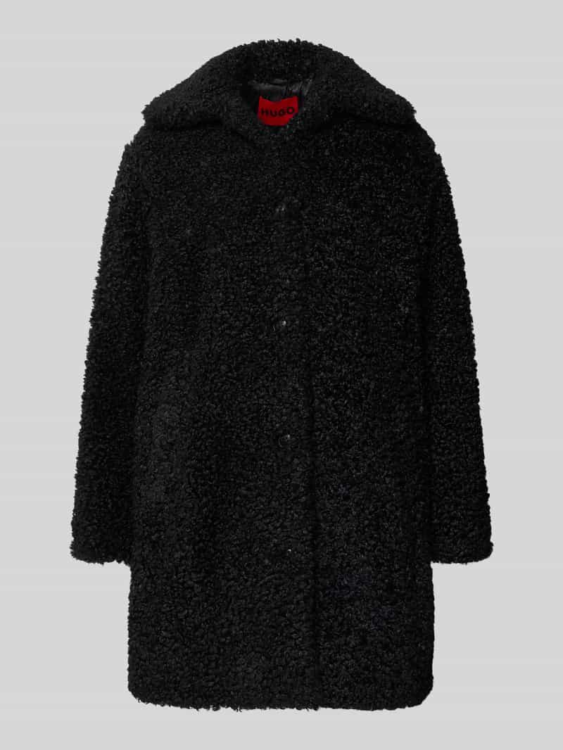 Płaszcz z futerka o kroju regular fit z wykładanym kołnierzem model ‘MIMINA-1’