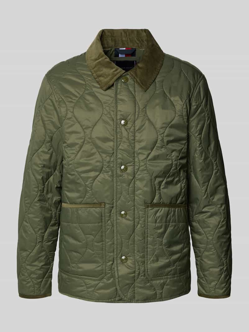 Kurtka pikowana o kroju regular fit ze sztruksowym kołnierzem