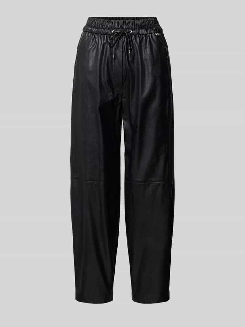 Spodnie materiałowe z prostą nogawką z imitacji skóry