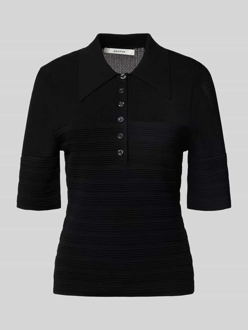 Koszulka polo z mieszanki wiskozy z krótką listwą guzikową