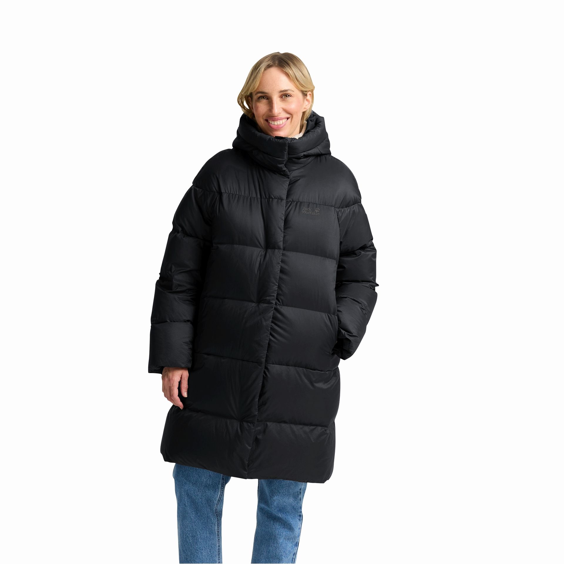 Damski płaszcz puchowy Jack Wolfskin ICY HILL COAT W RDS black - S