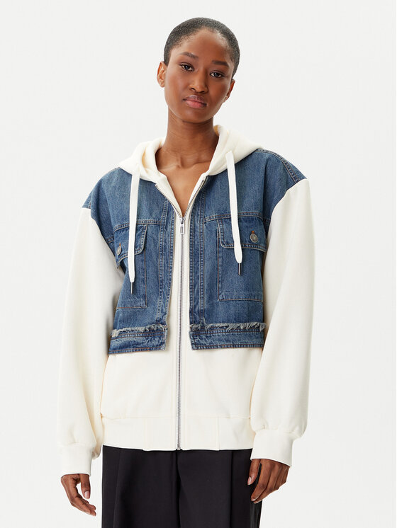 Desigual Bluza Trucker 25WWSK06 Écru Loose Fit