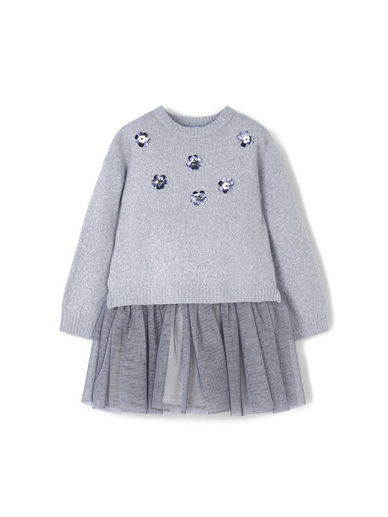 Mayoral Sukienka dzianinowa 4918 Szary Regular Fit