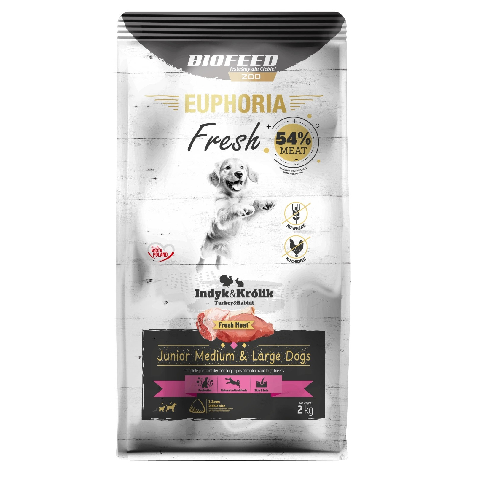 BIOFEED Euphoria Junior Medium & Large dogs Indyk z królikiem - sucha karma dla psa - 2kg