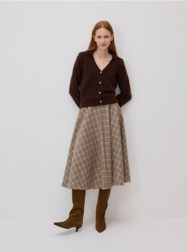 Reserved - Spódnica midi z wełną - wielobarwny