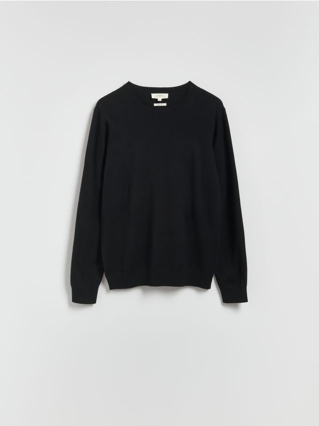Reserved - Sweter z wełny merino - czarny