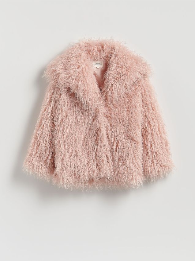 Reserved - Kurtka z imitacji futra - różowy