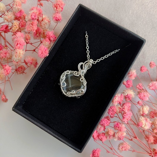 Naszyjnik Kryształ Górski stal chirurgiczna wisiorek handmade
