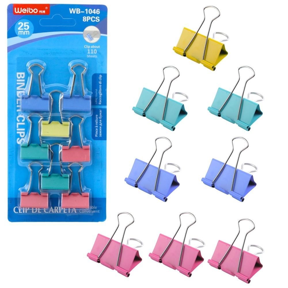 Leantoys Klipsy biurowe kolorowe 8szt - artykuł papierniczy