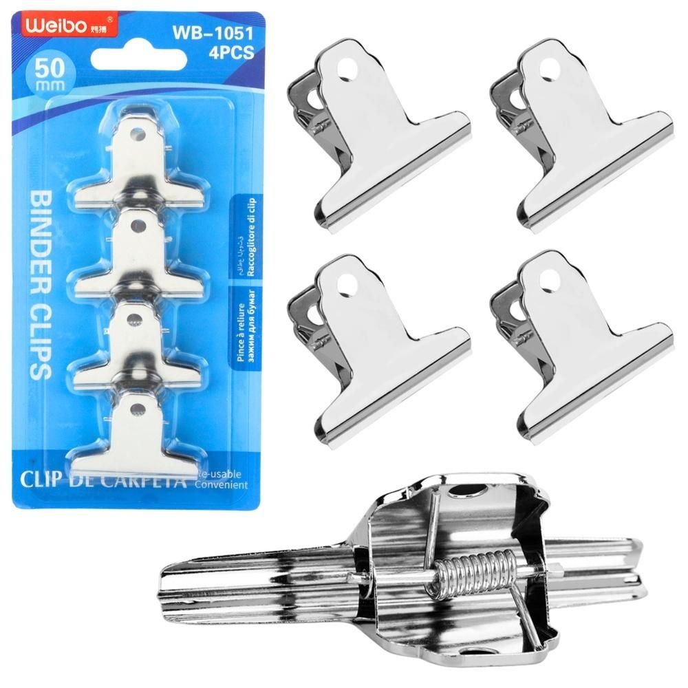 Leantoys Klipsy metalowe biurowe 4szt 50mm - artykuł papierniczy