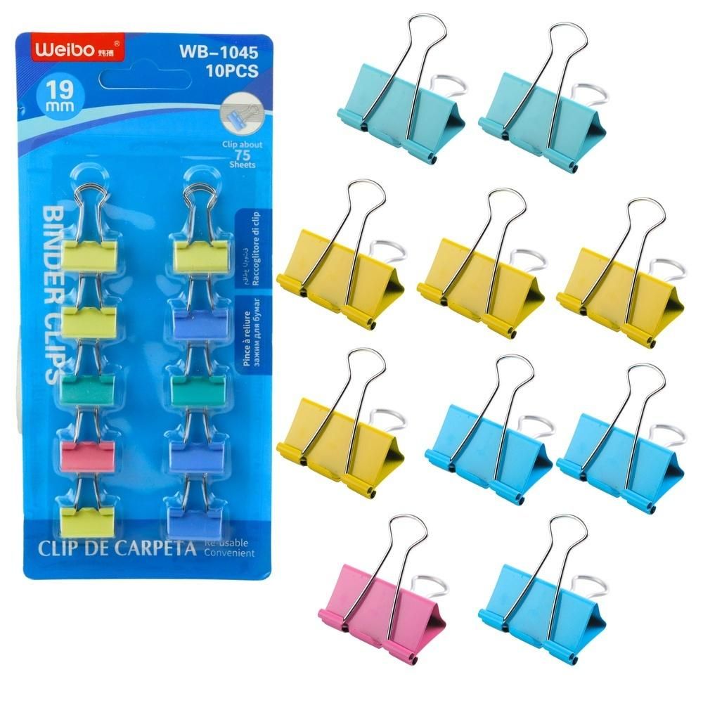 Leantoys Klipsy biurowe kolorowe 10szt - artykuł papierniczy