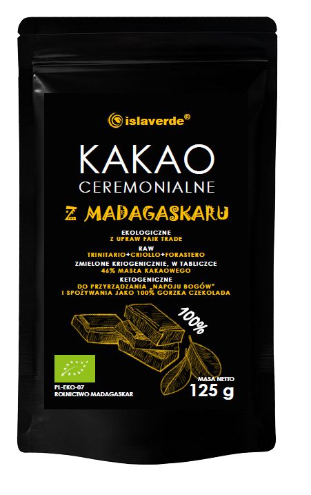 Islaverde Kakao ceremonialne tabliczka 125 g Bio - Żywność