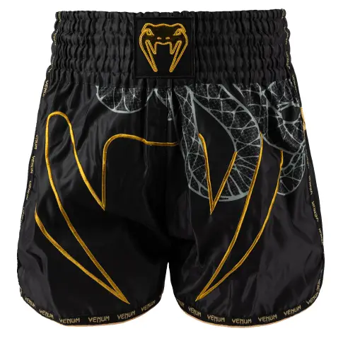 Venum Serpenti Spodenki Muay Thai Shorts Black/Silver/Gold