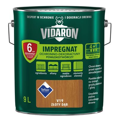 VIDARON Impregnat Powłokotwórczy Ochronno-Dekoracyjny Złoty Dąb V19 9 l