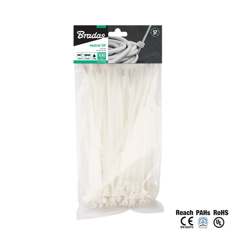 Bradas TS1188550N opaska kablowa Przezroczysty 100 szt.