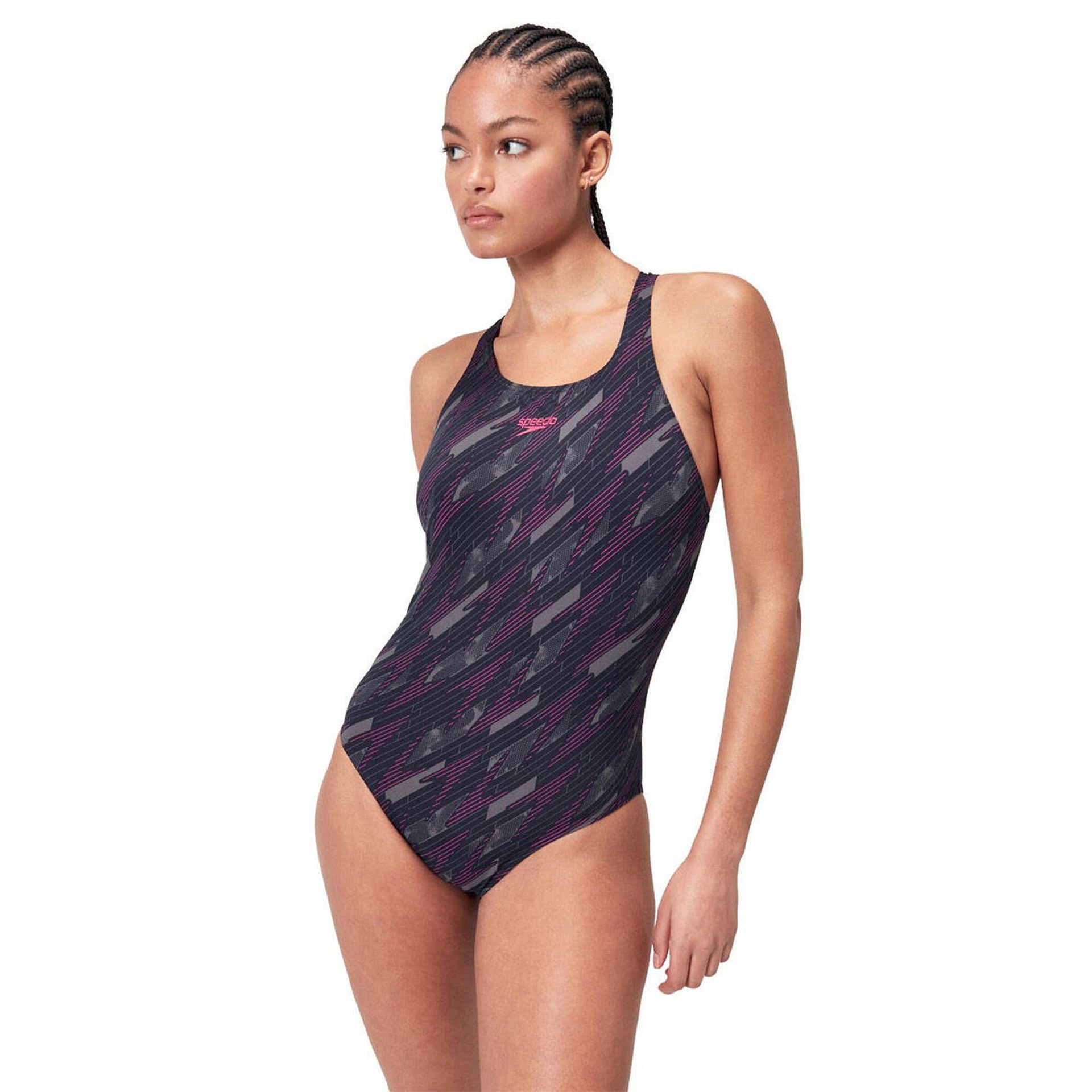 Strój Kąpielowy Speedo Hyperboom Allover Medalist – Czarno-Różowy – Rozmiar 28