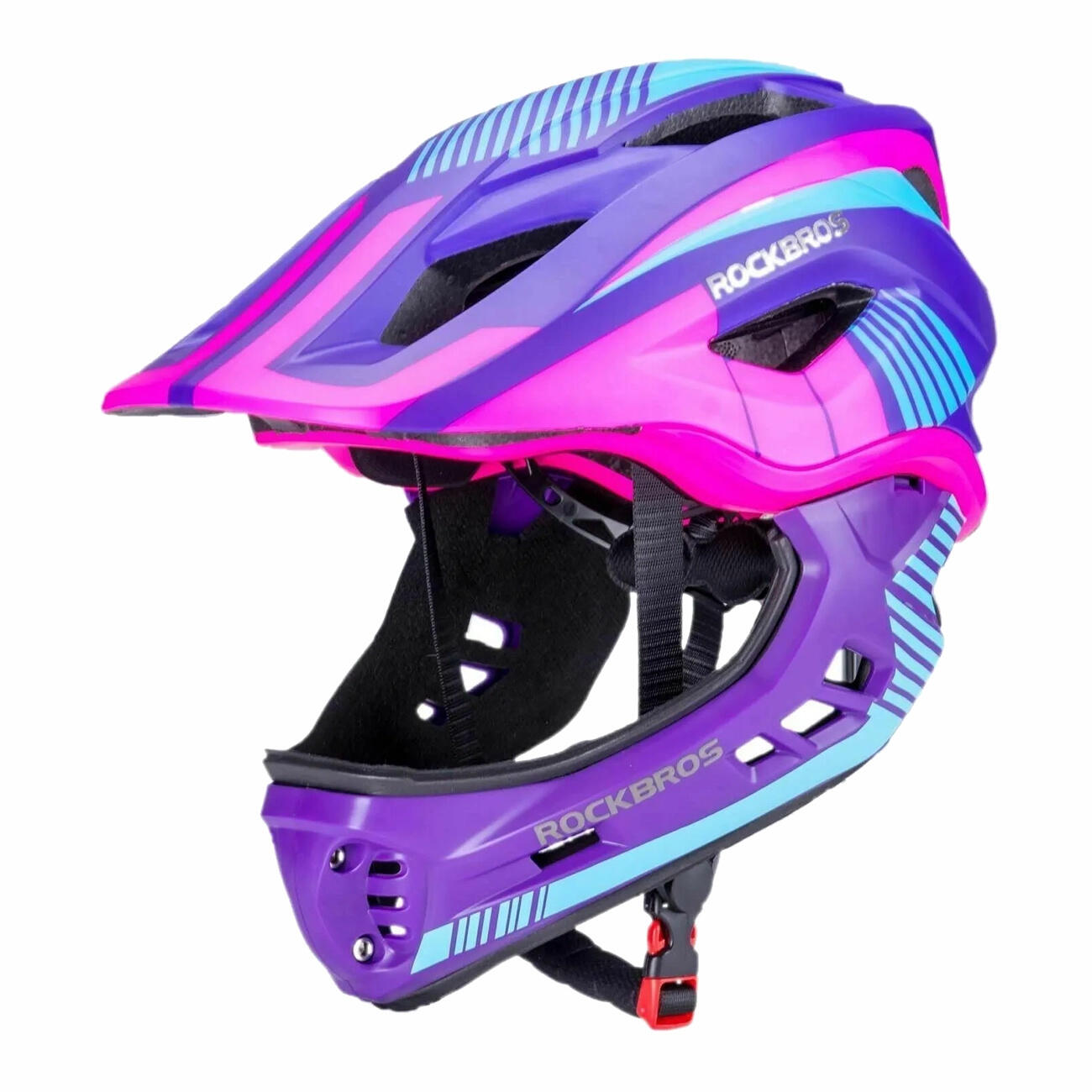 Rockbros Kask Rowerowy Dziecięcy Z Odpinaną Szczęką Rozmiar M Fioletowy