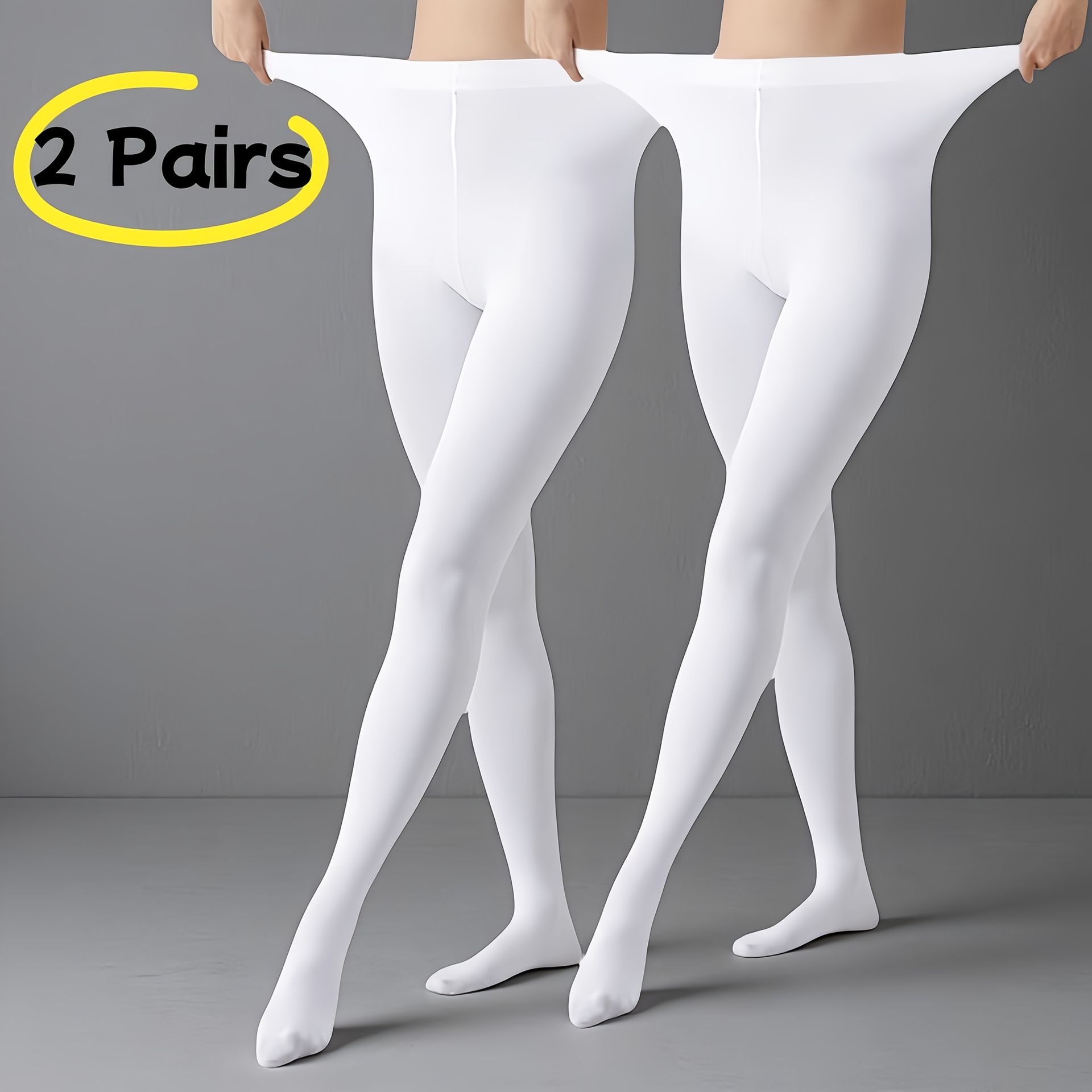 TEMU 2 Pary Klasycznych Czarno-Białych Matowych Rajstop – Miękkie, Elastyczne i Modelujące, Pranie w Praniu Maszynowym, Eleganckie Ubrania na Codzień