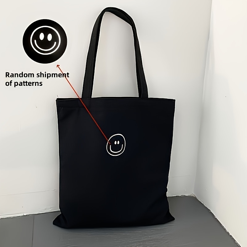 TEMU Torba na ramię z nadrukiem Happy, torba na ramię o dużej pojemności, urocza torebka, odpowiednia do podróży i zakupów, dostępna na wszystkie