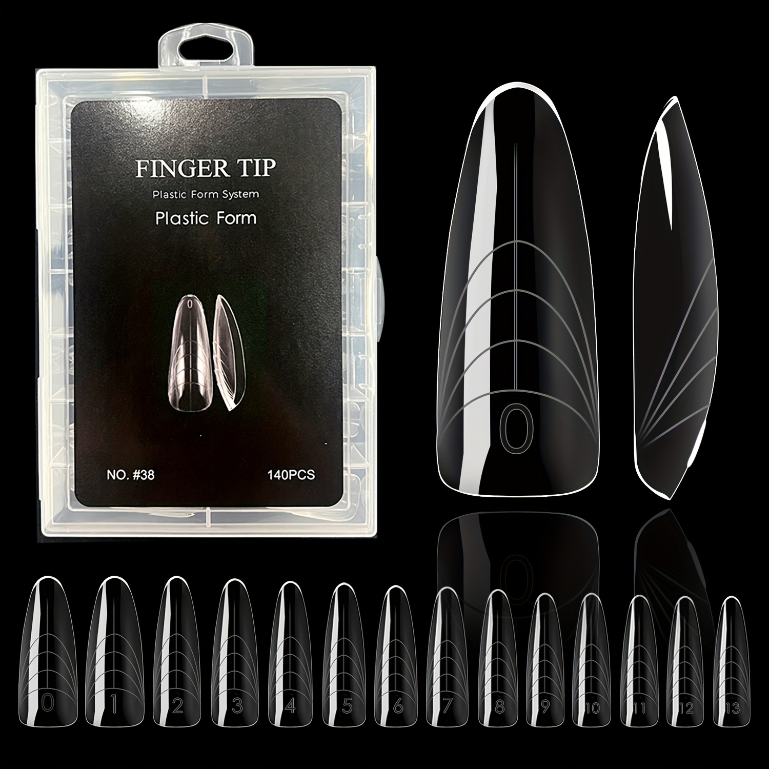 TEMU 140 szt. Długie Owalne Naklejki na Paznokcie – Przezroczyste, Błyszczące z Latyno-Special Serii do Domowego Manicure w Jakości Salonowej