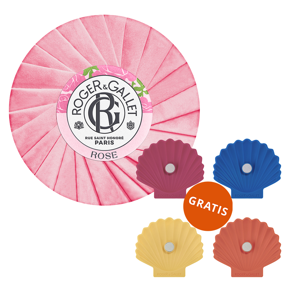 Roger & Gallet Rose, mydło w kostce, 100 g + mydelniczka gratis