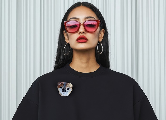 Ceramiczna broszka pies szczeniak