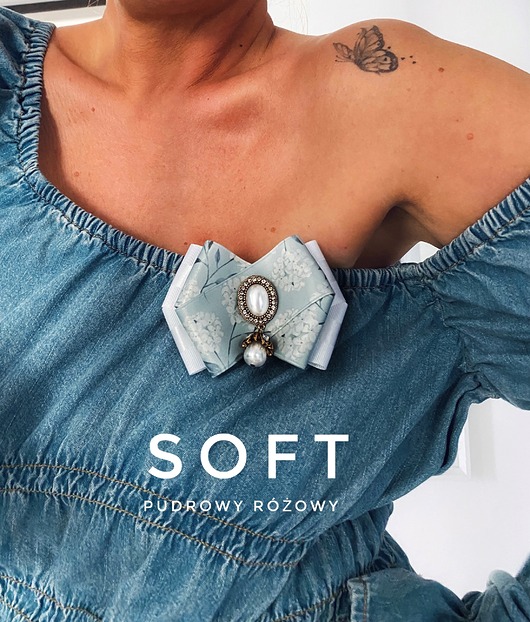 Brosza z kolekcji SOFT z satynowymi wstążkami kwiatowymi New