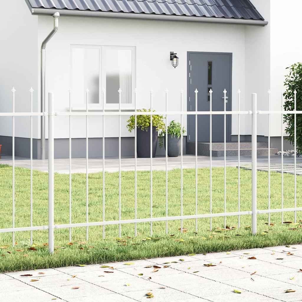 Biały Płot Ogrodowy z Gwoździami - 13,6 x 1,2 m Stal